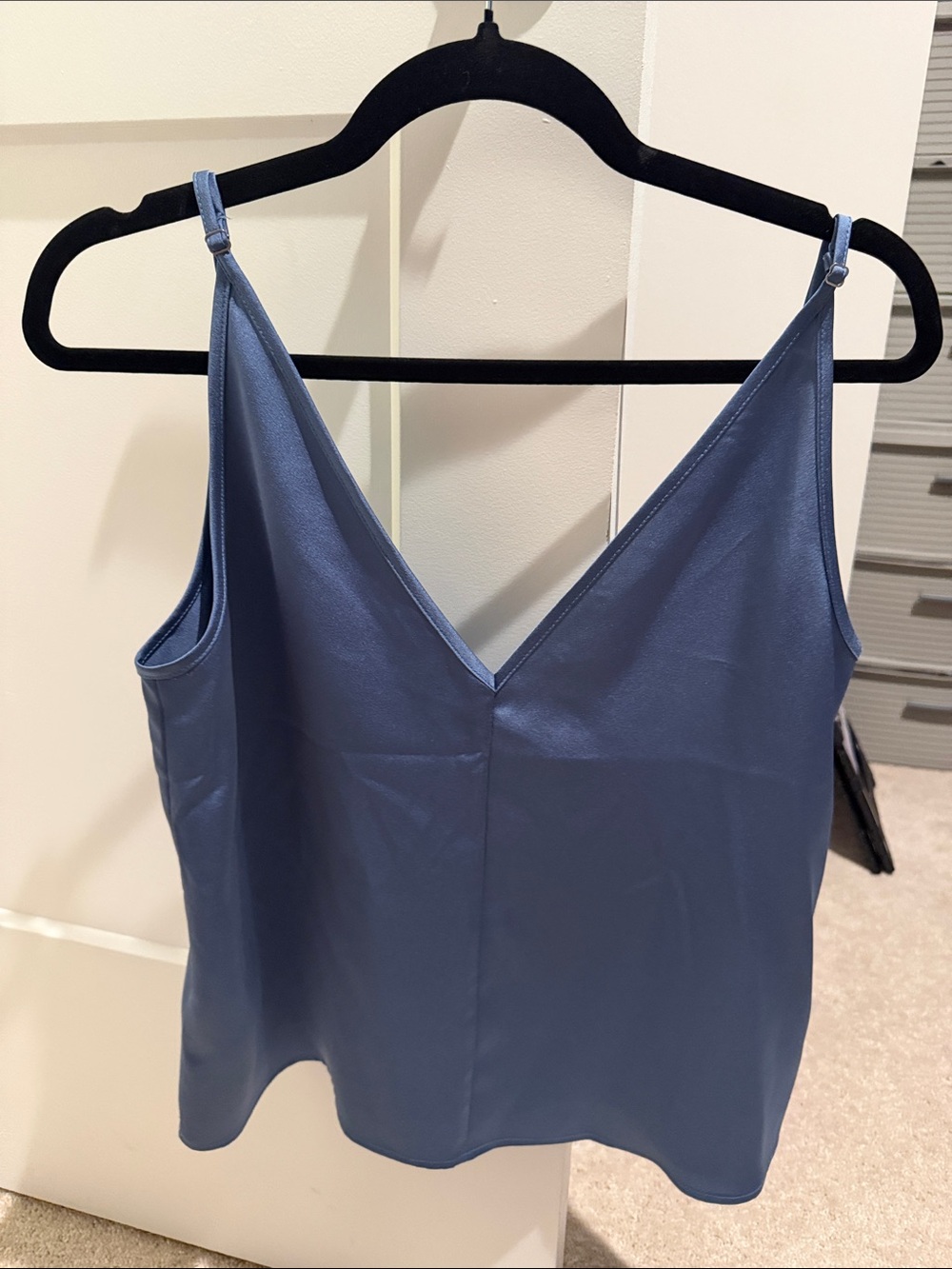 LOFT Slate Blue Satin V-Neck Cami NWT